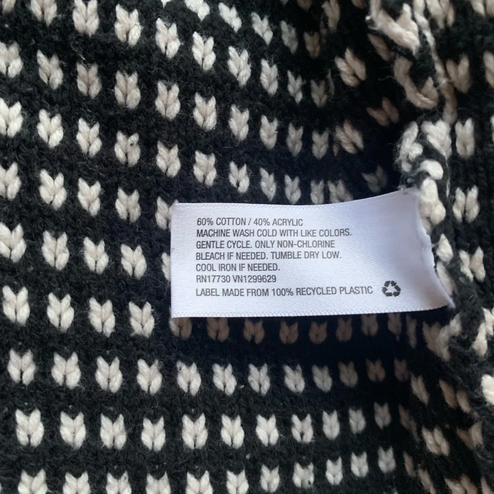 KNOX ROSE Open Cardigan long fringed sleeves black cream stripes Sz M Boho Style - Picture 9 of 11